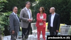 Vladimir Bilčik (prvi s desna), sa delegacijom Evropskog parlamenta, prilikom susreta sa Aleksandrom Vučićem, tada predsednikom Srbije, 9. jula 2021. godine u Beogradu.