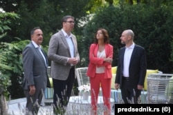 Vladimir Bilçik (i pari nga e djathta), me një delegacion nga Parlamenti Evropian, gjatë një takimi me Aleksandar Vuçiqin, presidentin e atëherëshm të Serbisë, më 9 korrik 2021 në Beograd.