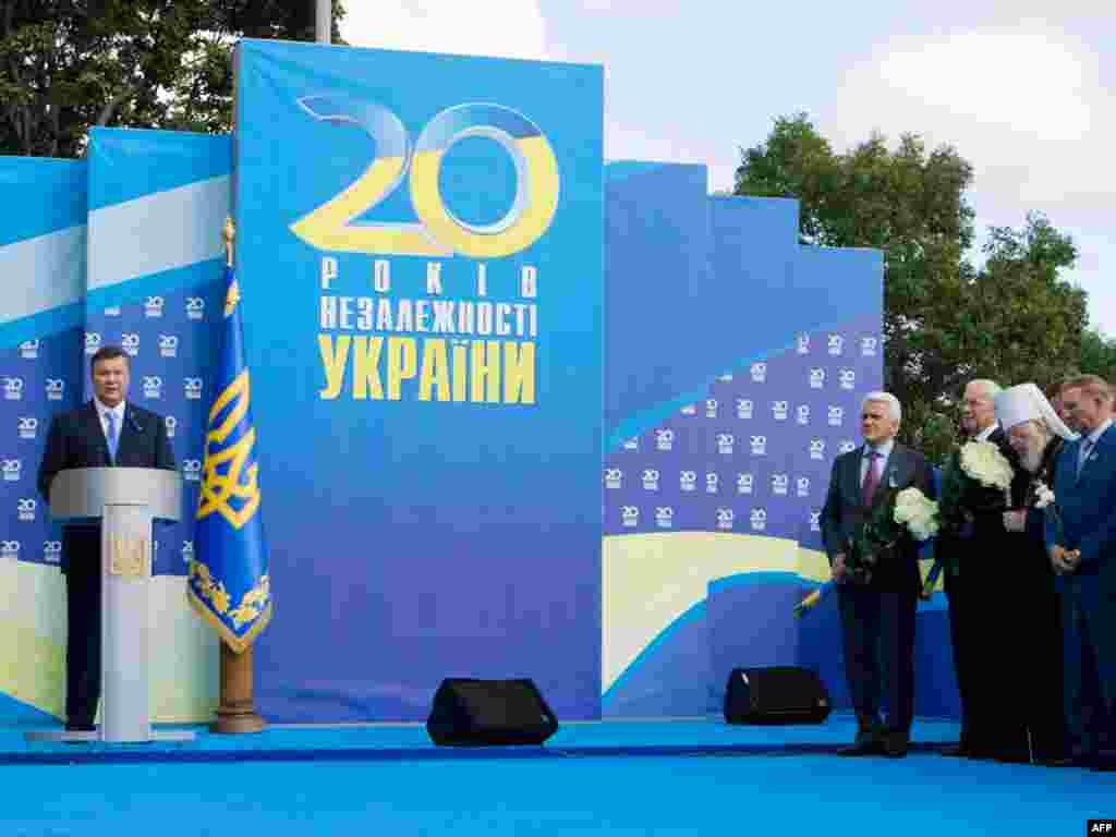 Preşedintele Victor Ianukovici, rostind un discurs de Ziua independenţei