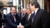 Austria -- Armenian Prime Minister Nikol Pashinian greets the U.S., Russian and French co-chairs of the OSCE Minsk Group before talks with Azerbaijan's President Ilham Aliyev, Vienna March 29, 2019.