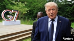 US President Donald Trump at the G7 summit in Evian-les-Bains, France, on June 16.