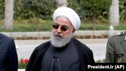 Iranian President Hassan Rohani speaks to the media after a cabinet meeting in Tehran on March 18.