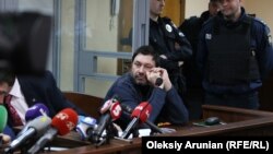 Руководитель украинского подразделения российского государственного агентства РИА «Новости» Кирилл Вышинский в суде Киева. Апрель 2019 года.