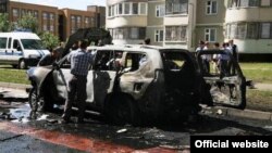 Взорванная машина, в которой находился муфтий Татарстана Илдус Файзов. Казань, 19 июля 2012 года.