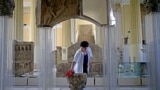 Bosnia-Herzegovina -- National Museum employee Djula Keric cleans archaeological excavations in National Museum in Sarajevo, September 9, 2015