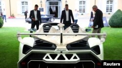 Geneva, Switzerland -- A Lamborghini Veneno Roadster, part of a collection of luxury cars 