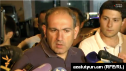 Armenia -- Armenia - Opposition leader Nikol Pashinian speaks to journalists in Yerevan, 17Jul2016.