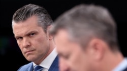 پیت هگست، وزیر دفاع آمریکا، در کنفرانس خبری روز چهارشنبه