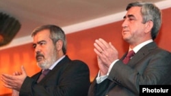 Armenia - President Serzh Sarkisian (R) and Hrant Markarian attend a concert in Yerevan in 2011 organized by the Armenian Revolutionary Federation.