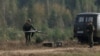 A Belarusian service member holds a drone during the joint Russian-Belarusian military exercises last month. 