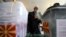 A man casts his ballot at a polling station in Skopje.