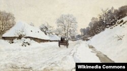 Клёд Манэ, «Павозка. Засьнежаная дарога каля Анфлёр» (1867).