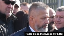 Former Bosnian Army commander for Srebrenica Naser Oric leaves a Sarajevo courtroom on October 9. 