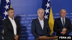 Poliitčari Nenad Nešić, Mirko Šarović i Branislav Borenović, Saarjevo, 20. septembar 2021