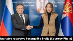 Ministarka Đedović Handanović sa direktorom ruske državne korporacije Rosatom Aleksejem Lihačovom, 23. februar 2026.