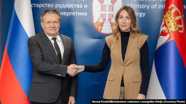 Ministarka Đedović Handanović sa direktorom ruske državne korporacije Rosatom Aleksejem Lihačovom, 23. februar 2026.