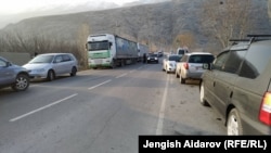 Kyrgyzstan. Cars stranded at Batken. Kyrgyz-Tajik border. March 2019