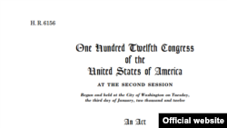 Faqja e parë e Aktit Magnitsky të miratuar në Kongresin e Shteteve të Bashkuara