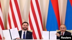 U.S. Vice President JD Vance and Armenian Prime Minister Nikol Pashinyan sign a 'Joint Statement on the Completion of Negotiations on an Agreement for Peaceful Nuclear Cooperation between the United States of America and the Republic of Armenia', Yerevan, February 9, 2026.
