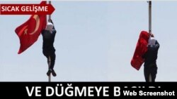 "Sabah qəzetinin fotosu. Diyabəkirdə Türkiyə bayrağı endirilərkən. 