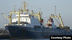 A photo from a Greenpeace blacklist of the Russian-flagged trawler "Oleg Naidenov"