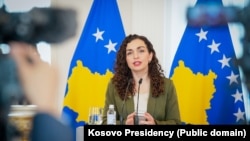 Presidentja e Kosovës, Vjosa Osmani. Rigë, 15 korrik 2025.