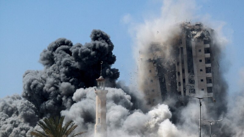 ისრაელმა მთლიანად დაანგრია მრავალსართულიანი შენობა ღაზაში