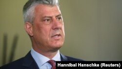 Kosovar President Hashim Thaci in Berlin on April 29