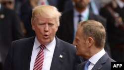 Дональд Туск (п) і Дональд Трамп під час зустрічі на Сицилії, Італія, 26 травня 2017 року