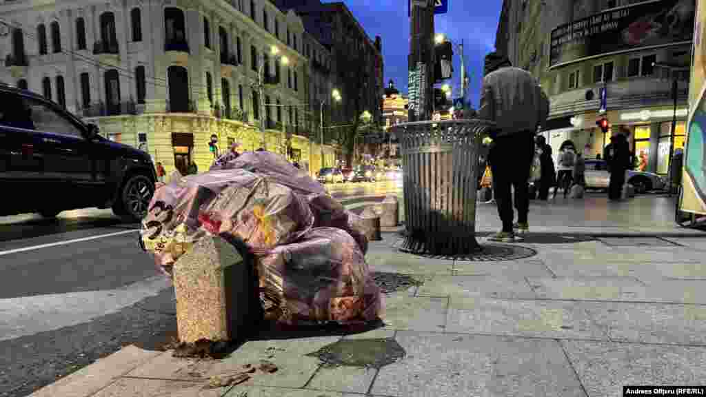 Bulevardul Regina Elisabeta, în apropierea stației de autobuz/troleibuz de lângă Universitatea din București.