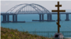 Керченский мост в сумерках, 11 октября 2022 года