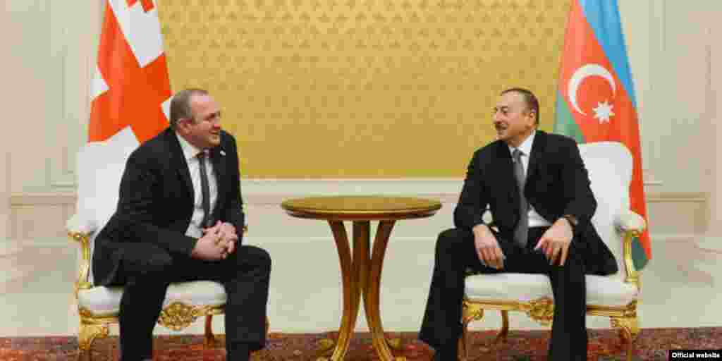President Giorgi Margvelashvili Bakıda həmkarı İlham Əliyevlə görüşdə, 12 fevral 2014