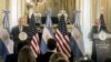 United States's Secretary of State Rex Tillerson (L) speaks next to Argentina's Foreign Minister Jorge Faurie (R) at a press conference.