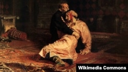 Ivan the Terrible kills his own son in the painting by Ilya Repin