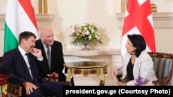 Президент Венгрии Янош Адер на встрече с президентом Грузии Саломе Зурабишвили