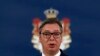 SERBIA -- Serbian President Aleksandar Vucic speaks during a press conference in Belgrade, July 20, 2019