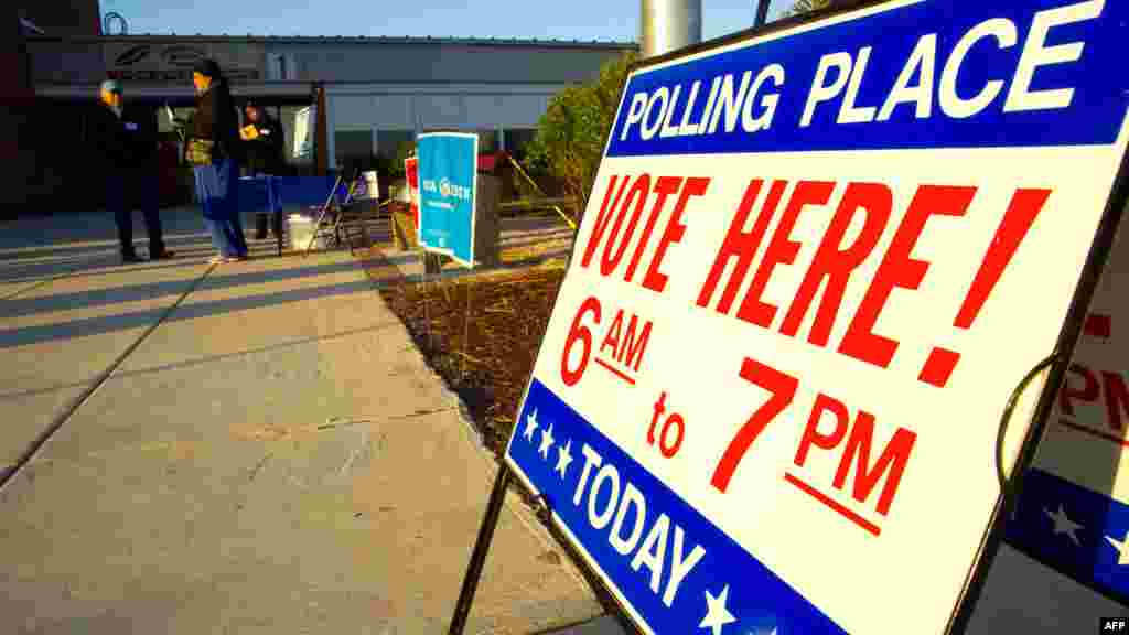 Voters head to the polls at Stonewall Middle School in Manassas, Virginia.