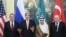 Sleva nadesno: Šef diplomatije Rusije Sergei Lavrov, američki državni sekretar John Kerry, ministar spoljnih poslova Saudijske Arabije Adel al-Jubeir i turski šef diplomatije Feridun Sinirlioglu