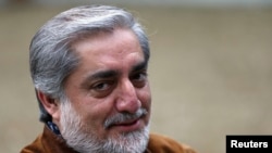 Afghanistan -- Presidential candidate Abdullah Abdullah speaks during an interview in Kabul, April 24, 2014