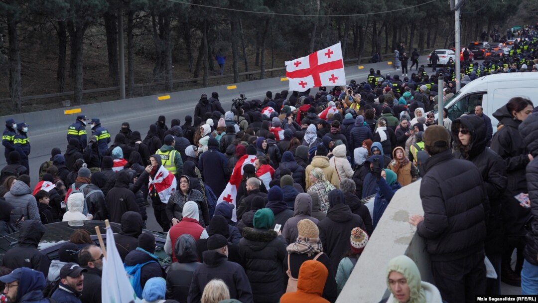 Акция протеста у тбилисского торгового центра Tbilisi Mall