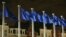 Belgium -- EU flags fly outside the European Commission headquarters in Brussels, October 30, 2014