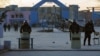 Kazakhstan -- Riot police cordon off a square in the town of Zhanaozen, 18Dec2011