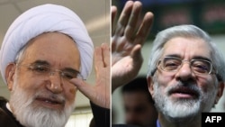 Archive photos of Mehdi Karrubi (left) and Mir Hossein Musavi