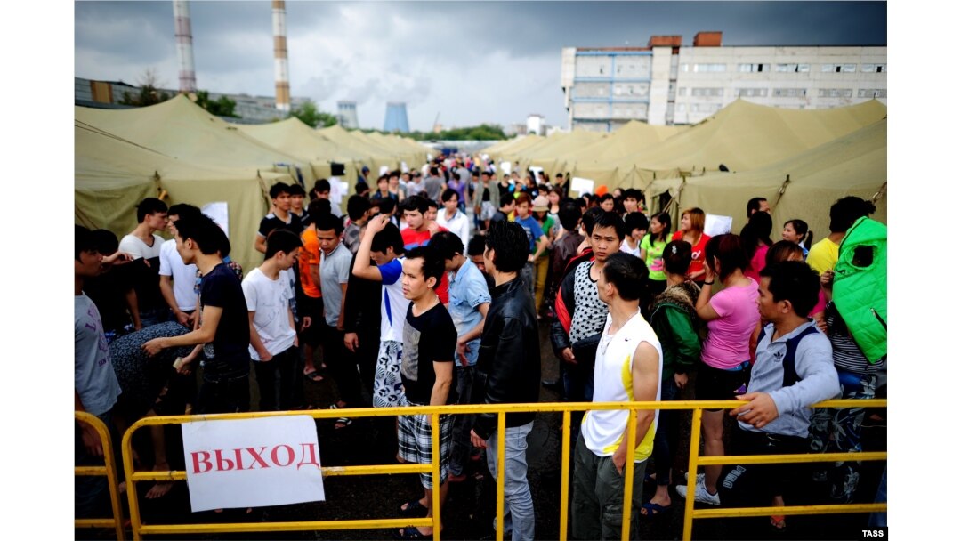 Russia's human rights ombudsman has expressed concerns that conditions at the Moscow tent camp "do not comply with government provisions."
