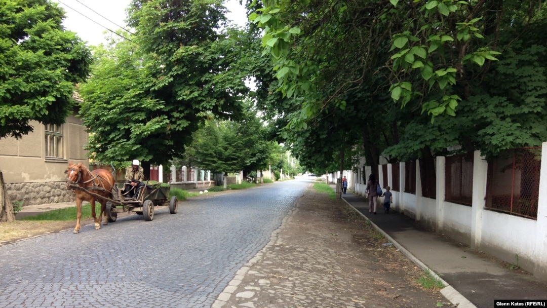 A road in Berehove, where nearly half of the population identifies as ethnic-Hungarian