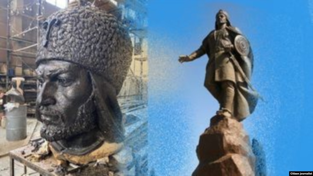 Urganchda quriladigan yangi haykal bosh qismi va 22 yil oldin qo‘yilgan haykal