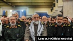 FILE - Top IRGC commanders (L-R): Ali Fadavi, Mohammadreza Naghdi, and Amirali Hajizadeh in a meeting of IRGC commander with Iran's Supreme Leader Ali Khamenei, undated.