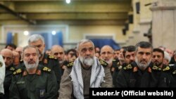 Iran -- Top IRGC commanders (L2R): Ali Fadavi, Mohammadreza Naghdi, and AmirAli Hajizadeh in a meeting of IRGC commander with Iran's Supreme Leader Ali Khamenei, undated.