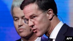 Baş nazir Mark Rutte (sağda) və ifrat sağçı Geert Wilders 