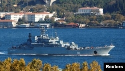 The Tsezar Kunikov sails in the Bosphorus on November 2, 2016.